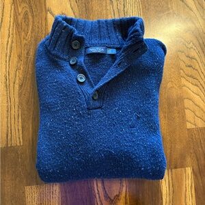 Nautica Men's Navy Blue Button Mock-Neck Zip Sweater